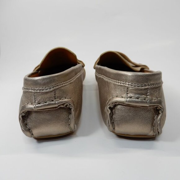 Gentle Souls Madison Driving Loafers Flats 7 Gravel Metallic Leather Comfort NEW - Picture 8 of 16